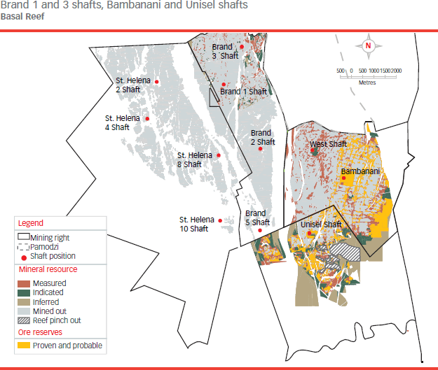 Brand 1 and 3 shafts, Bambanani and Unisel shafts [map]