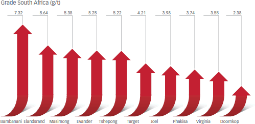 Grade South Africa (g/t)